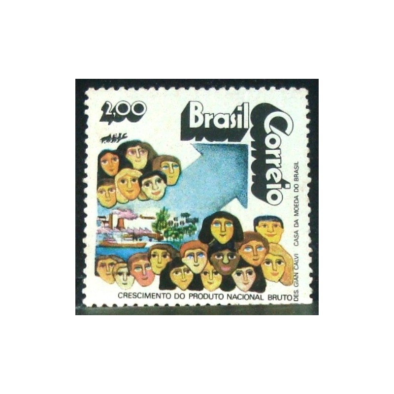 Selo postal do Brasil de 1972 Crescimento do PNB M