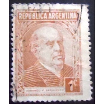 Imagem similar à do selo da Argentina de 1935 Domingo Faustino Sarmiento U sev