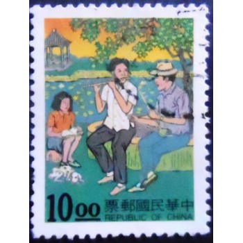 Imagem do Selo postal de Taiwan de 1994 Family in the Country