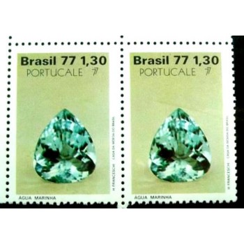 Par de selos Postais do Brasil de 1977 Água Marinha