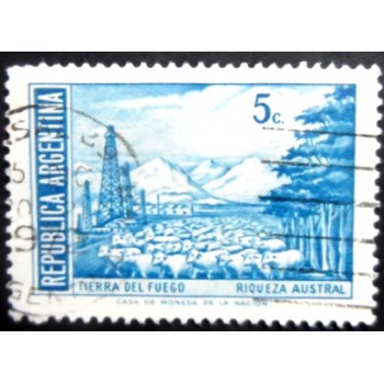 Selo postal da Argentina de 1971 Tierra del Fuego