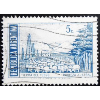 Selo postal da Argentina de 1972 Tierra del Fuego