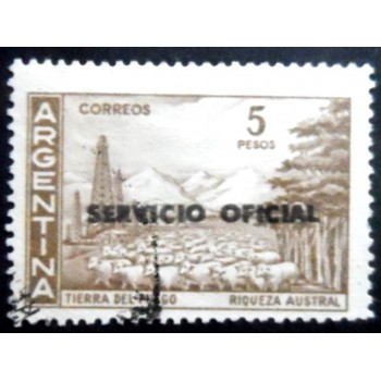 Selo postal da Argentina de 1960 Tierra del fuego ovpt 5