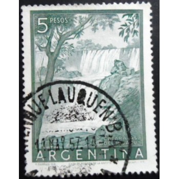 Selo postal da Argentina de 1960 Tierra del fuego ovpt 5