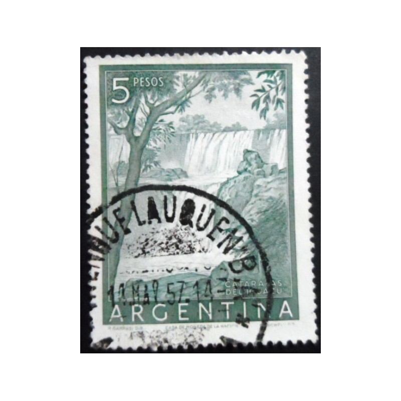 Selo postal da Argentina de 1960 Tierra del fuego ovpt 5