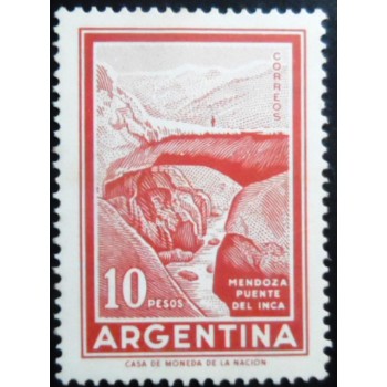 Selo postal da Argentina de 1971 Inca Bridge 10 M