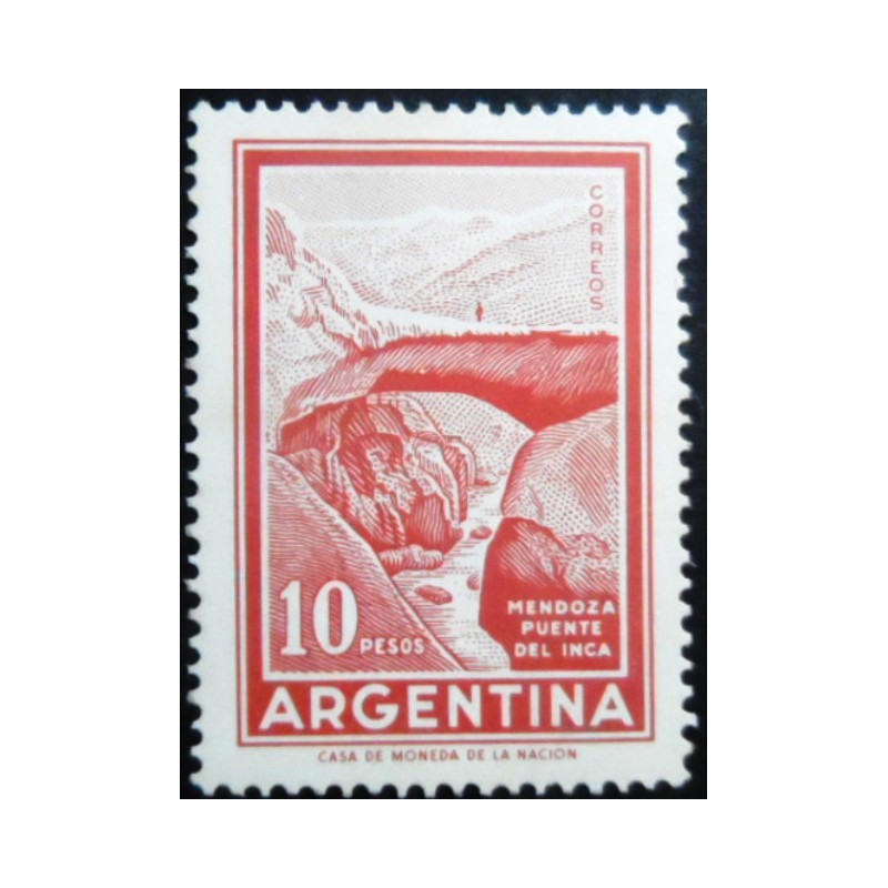 Selo postal da Argentina de 1971 Inca Bridge 10 M