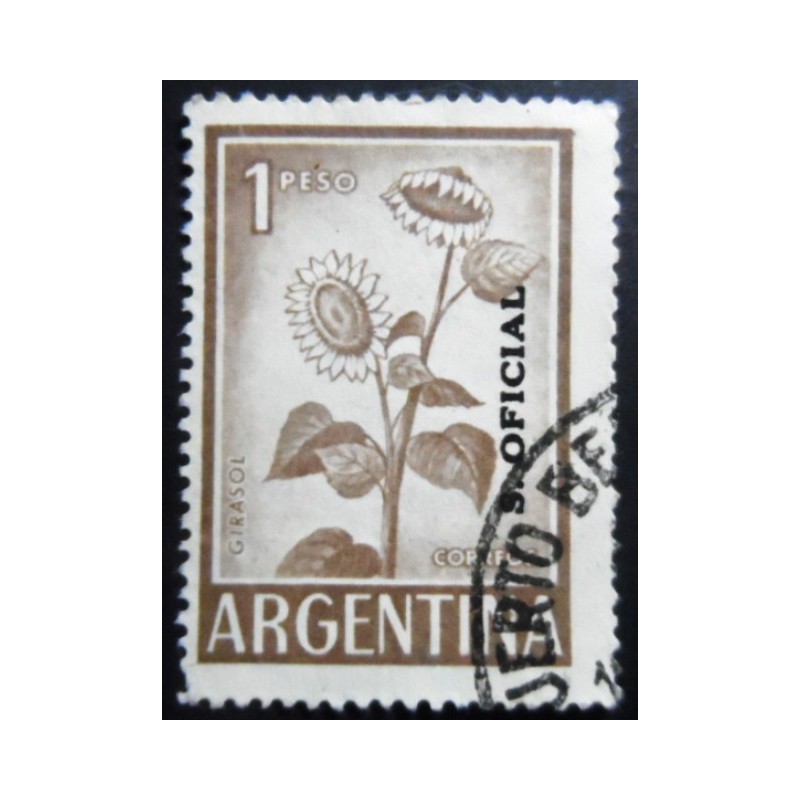 Selo postal Argentina 1958 Sunflower ovpt