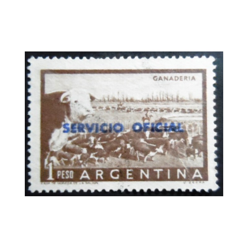 Selo postal Argentina 1958 Cattle Ranch ovpt