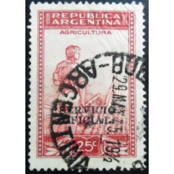 Selo postal da Argentina de 1946 Agriculture ovpt 25