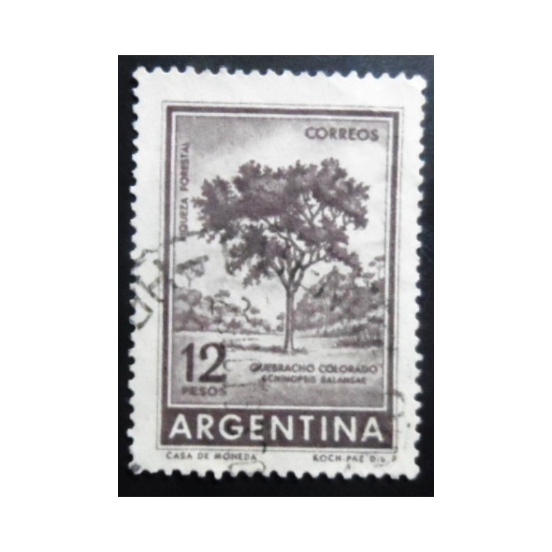 Selo postal da Argentina de 1962 Red Quebracho 12