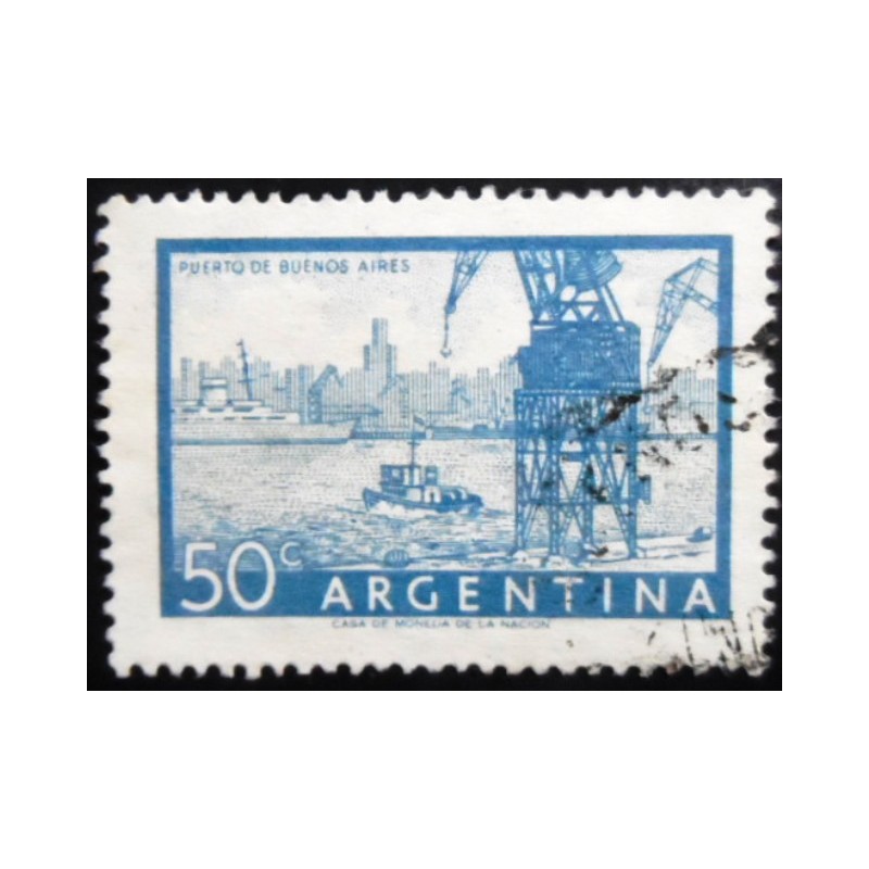 Selo postal da Argentina de 1959 Harbor of Buenos Aires