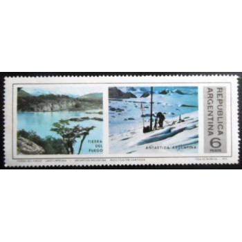 Selo postal da Argentina de 1975 Tierra del Fuego