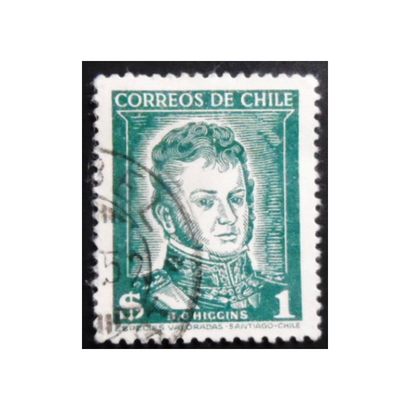 Imagem similar à do selo postal do Chile de 1952 - Bernardo O’Higgins 1 sev