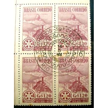 Quadra de selos postais Aéreos do Brasil de 1948 Rotary Club MCC