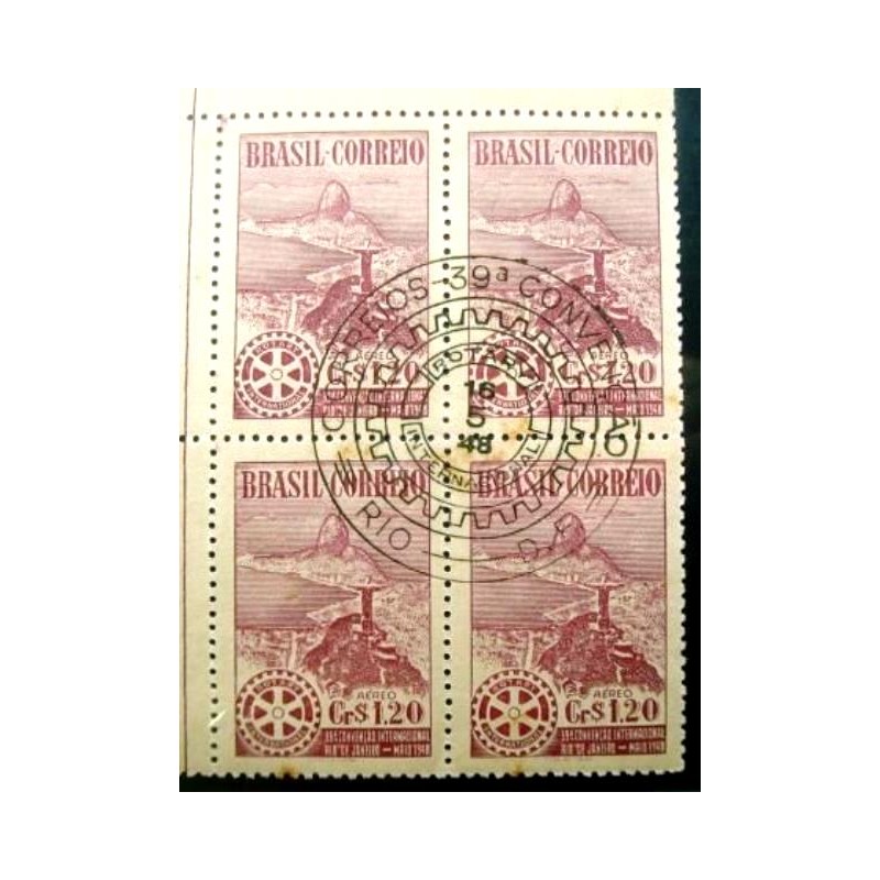 Quadra de selos postais Aéreos do Brasil de 1948 Rotary Club MCC
