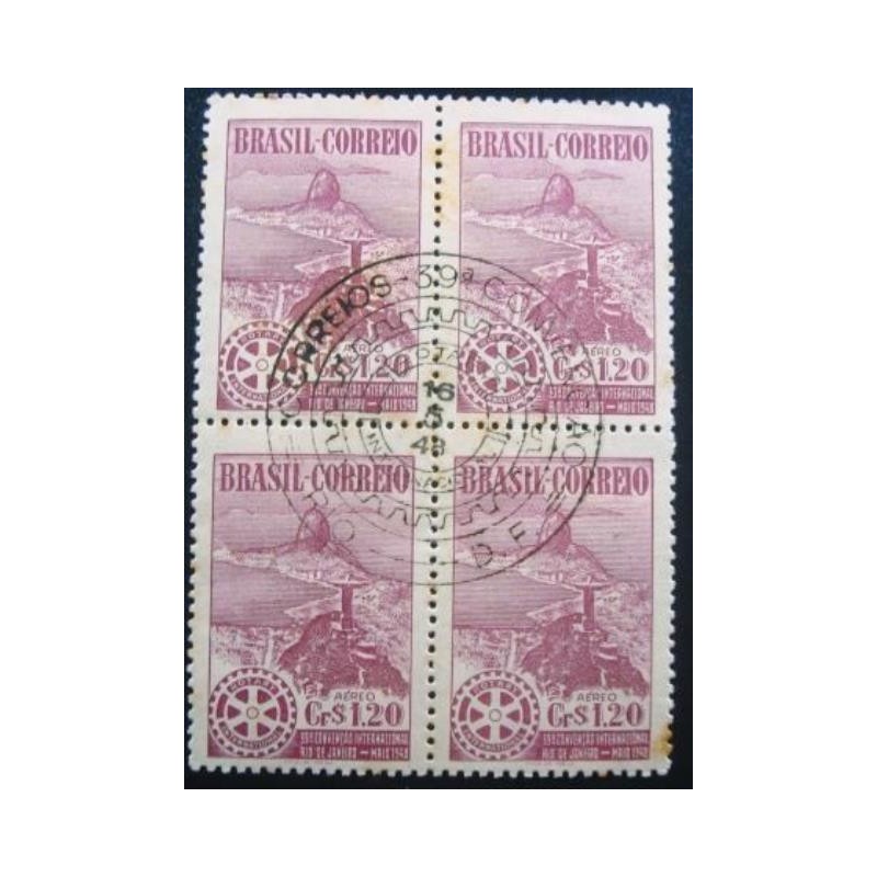 Quadra de selos postais Correio Aéreo do Brasil de 1948 Rotary NCC
