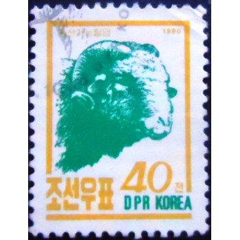 Imagem do Selo postal da Coréia do Norte de 1990 Domestic Sheep
