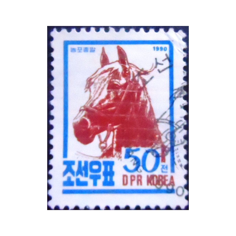 Imagem do Selo postal da Coréia do Norte de 1990 Horse
