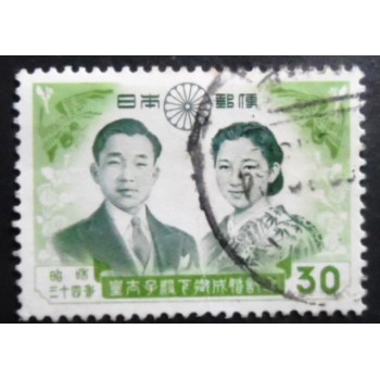 Selo postal do Japão de 1959 Crown Prince Akihito and Princess Michiko