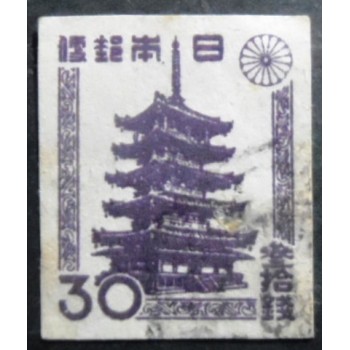 Selo postal do Japão de 1946 Horyu Temple Pagoda