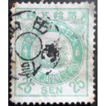 Selo postal do Japão de 1888 25 sen pale green