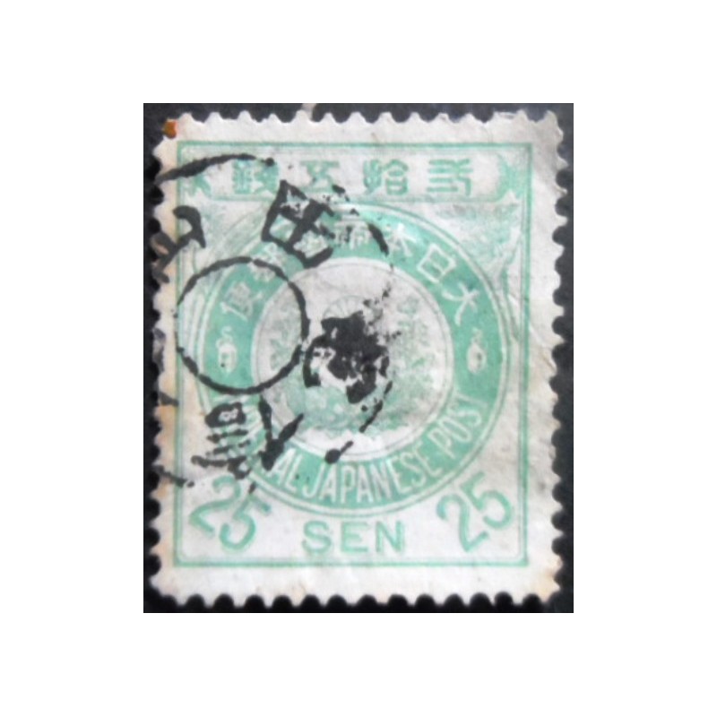 Selo postal do Japão de 1888 25 sen pale green