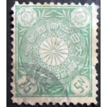 Selo postal do Japão de 1899 Chrysanthemum 25 sen green