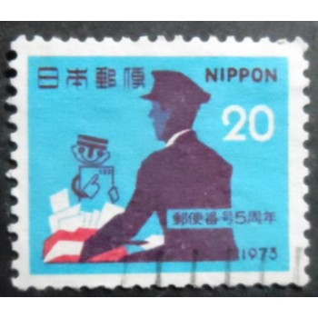 Selo postal do Japão de 1973 Postman & Symbol