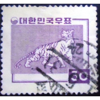 Imagem do Selo postal da Coréia do Sul de 1958 Tiger