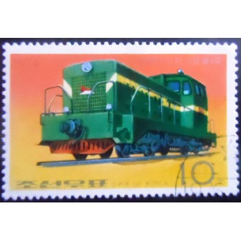 Imagem do Selo postal da Coréia do Norte de 1976 Diesel locomotive