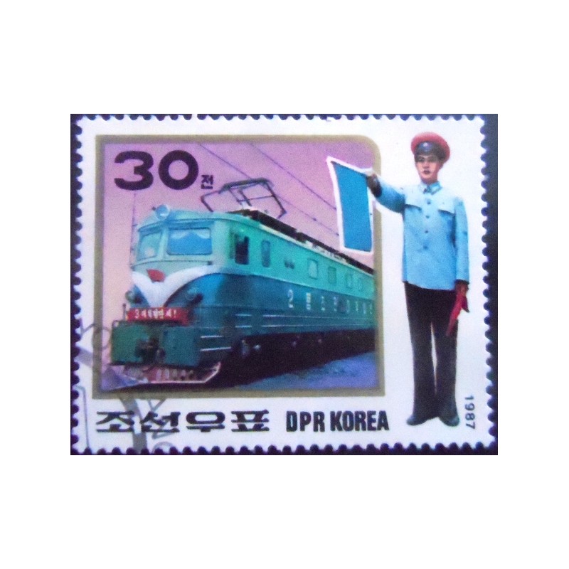 Imagem do Selo postal da Coréia do Norte de 1987 Railways & Metro