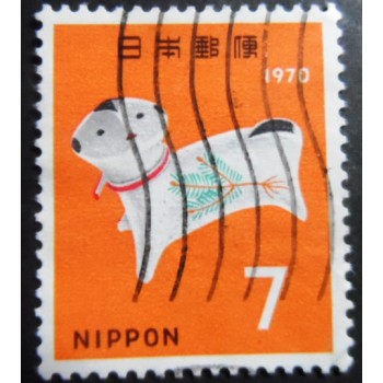 Selo postal do Japão de 1969 Dog Amulet