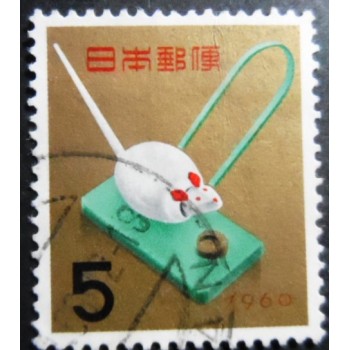 Selo postal do Japão de 1959 Wooden Komekui Nezumi