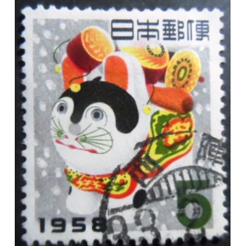 Selo postal do Japão de 1957 Toy Dog