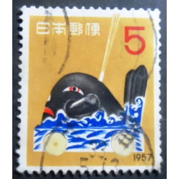 Selo postal do Japão de 1956 Danjiri Whale Folk Toy