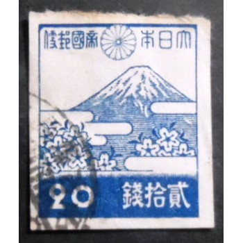 Selo postal do Japão de 1945 Mount Fuji Blue