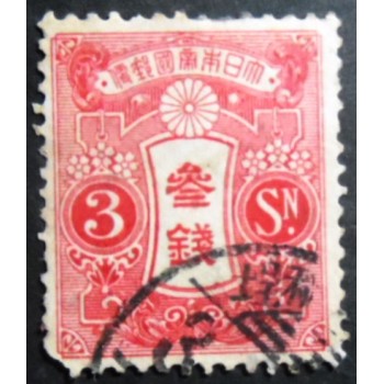 Selo postal do Japão de 1913 Tazawa 3 sen carmine