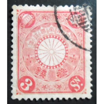 Selo postal do Japão de 1906 Chrysanthemum 3 sen carmine