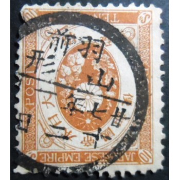 Selo postal do Japão de 1888 10 sen orange brown