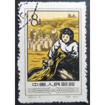 Selo postal da China de 1957 Agricultural cooperation C