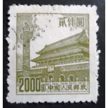 Selo postal da China de 1954 Gate of Heavenly Peace 2000