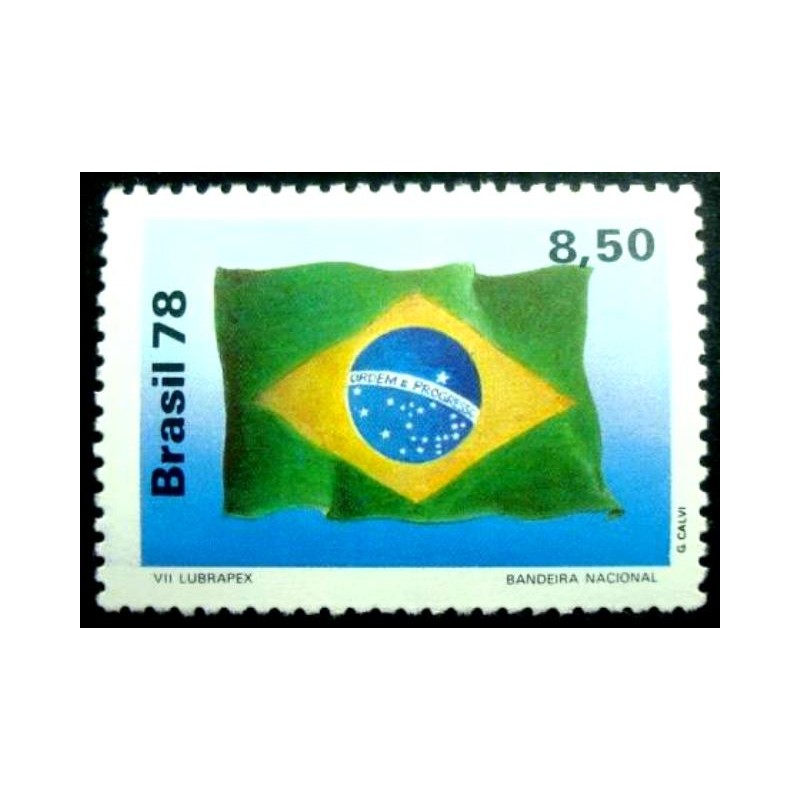 Selo postal do Brasil de 1978 Bandeira Nacional M