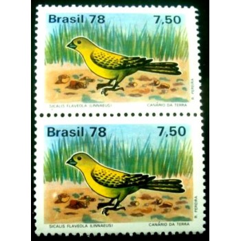 Par de selos do Brasil de 1978 Canário da Terra M