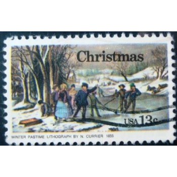 Selo postal dos Estados Unidos de 1976  Winter Pasttime b