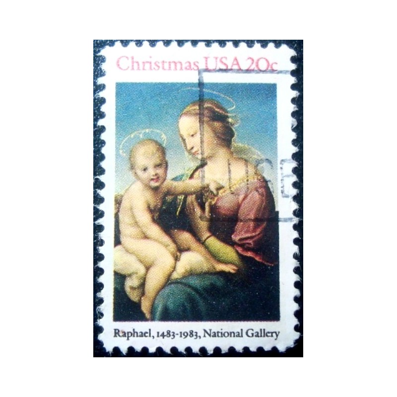 Selo postal dos Estados Unidos de 1983 Niccolini-Cowper Madonna by Raphael