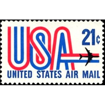 Selo postal dos Estados Unidos de 1971 USA and Jet 21 N