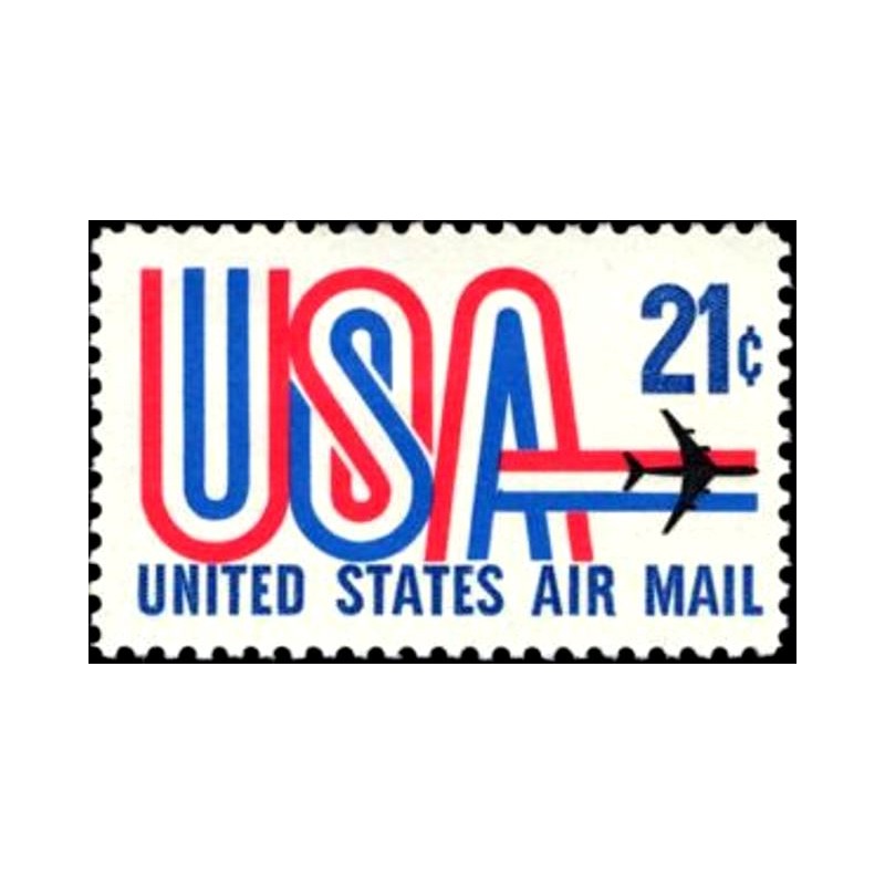 Selo postal dos Estados Unidos de 1971 USA and Jet 21 N