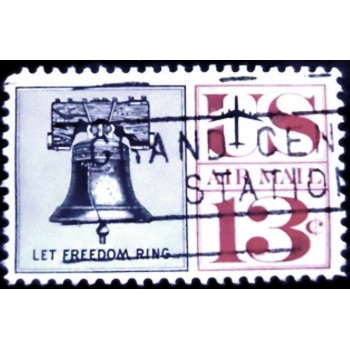 Imagem similar à do selo postal dos Estados Unidos de 1962 Liberty Bell 13