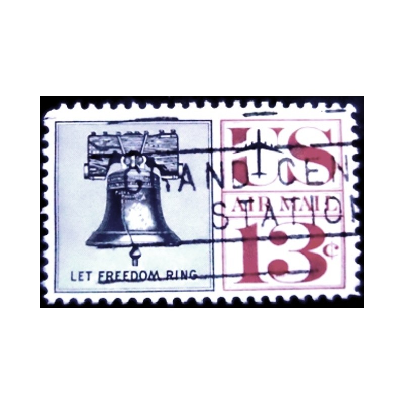 Imagem similar à do selo postal dos Estados Unidos de 1962 Liberty Bell 13